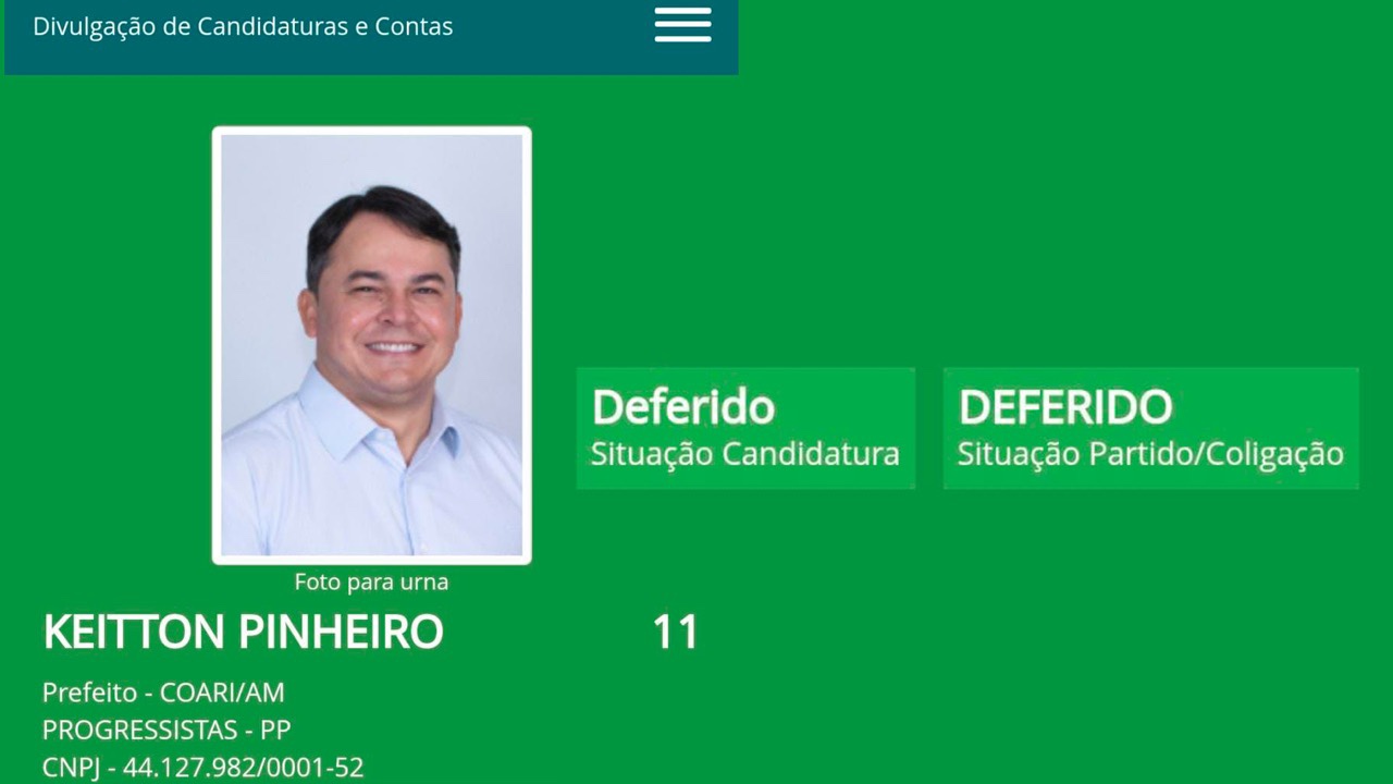 Juíza defere candidatura de Keitton Pinheiro e confirma que candidato tem ficha limpa